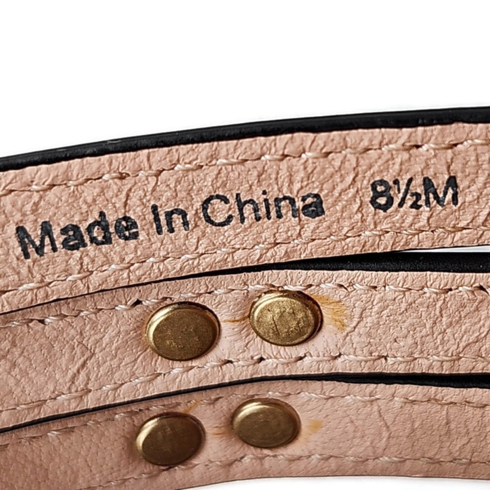 Kate Spade Carol Black Patent Leather Gold Spade Studs Slide-On Thong Sandals - Picture 9 of 11